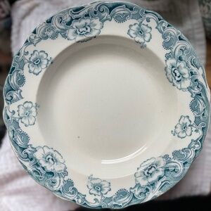 Bowls Plates  Platters Antique Aqua Ironstone, 1800's from Texas Ranch